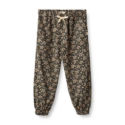 Wheat trousers Shilla - Black coal flowers